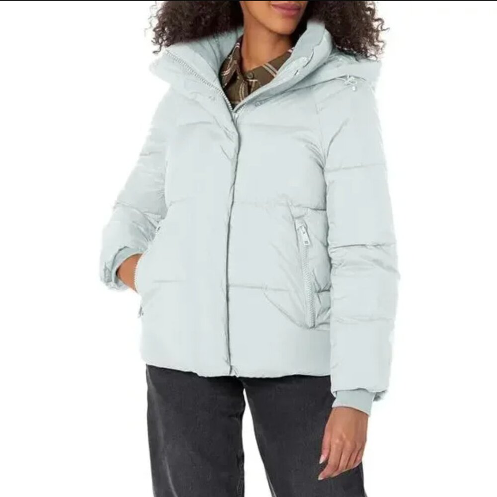 Levi's Women's Air Blue Cinch Waist Bunjee Puffer Jacket - Baby Blue Size Medium